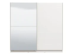 Guardaroba Grande Bianco Opaco Trasparente Appendiabiti 8 Ripiani 236.5x210h cm, Apertura Scorrevole - Sorgono