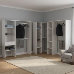 Guardaroba Grande Bianco 13 Ripiani Appendiabiti 369x187h cm, Modulabile - Comano
