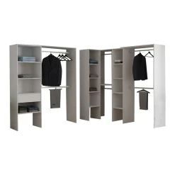 Guardaroba Grande Bianco 13 Ripiani Appendiabiti 369x187h cm, Modulabile - Comano