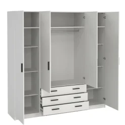 Guardaroba grande con appendiabiti bianco e grigio 160x205h cm - Arim