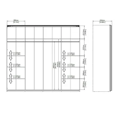Guardaroba grande con specchio nero 242x220h cm - Catalina