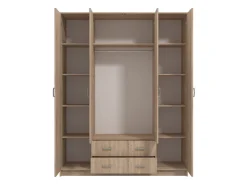 Guardaroba Grande Marrone Noce Appendiabiti 9 Ripiani 140x182h cm, 2 Cassetti - Paterno