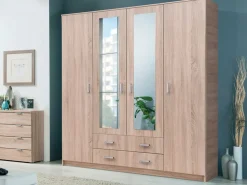 Guardaroba Grande Marrone Noce Appendiabiti 9 Ripiani 140x182h cm, 2 Cassetti - Paterno