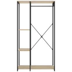 Guardaroba Grande Marrone Rovere Nero 3 Ripiani Appendiabiti 40x167h cm, Cassetti - Cotton