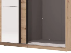 Guardaroba Grande Marrone Rovere Nodi Nero Appendiabiti 2 Ripiani 145.5x217.5h cm, Apertura Scorrevole - Vialone