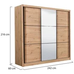 Guardaroba Grande Marrone Rovere Nodi Nero Rovere Nodi 3 Ripiani Appendiabiti 93x210.5h cm, Apertura Battente - Vimercati