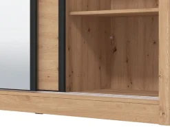 Guardaroba Grande Marrone Rovere Nodi Nero Rovere Nodi 3 Ripiani Appendiabiti 93x210.5h cm, Apertura Battente - Vimercati