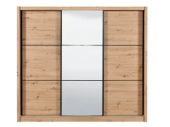 Guardaroba Grande Marrone Rovere Nodi Nero Rovere Nodi 3 Ripiani Appendiabiti 93x210.5h cm, Apertura Battente - Vimercati