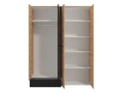 Guardaroba Grande Marrone Rovere Nodi Nero un Cassetto 5 Ripiani 157.5x203.5h cm, Appendiabiti - Lisio