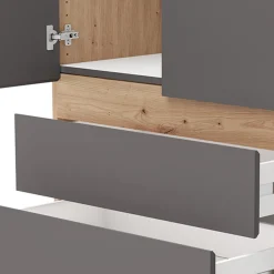 Guardaroba Grande Nero Antracite Marrone 3 Ripiani 3 Cassetti 155x208h cm, Appendiabiti - Ushuaia