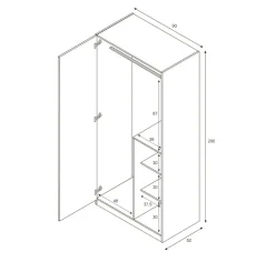 Guardaroba in legno grigio e cemento 90x200h cm - Aronia