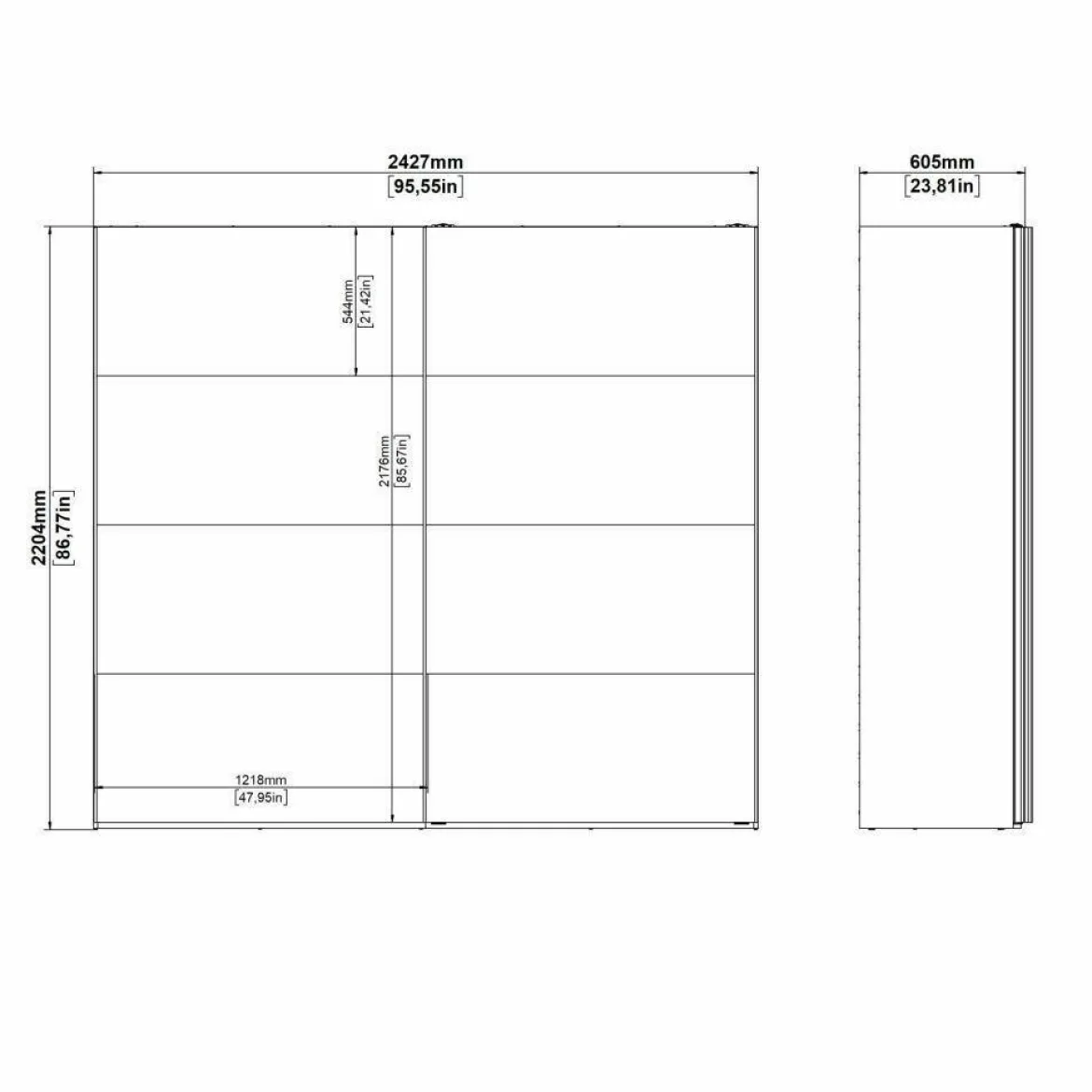 Guardaroba salvaspazio bianco e noce 80x200h cm - Acate