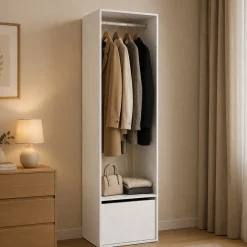 Guardaroba salvaspazio bianco e rovere 90x202h cm - Firmin