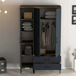 Guardaroba salvaspazio noce e antracite 80x200h cm - Anfo
