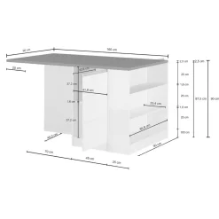 Isola cucina con vani contenitori 160x90x90h cm antracite e rovere - Abern