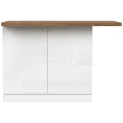 Isola da Cucina Bianco Lucido Marrone Noce 3 Ripiani 6 Vani 160x80x90h cm, 3 Ante Made in Italy - Migani