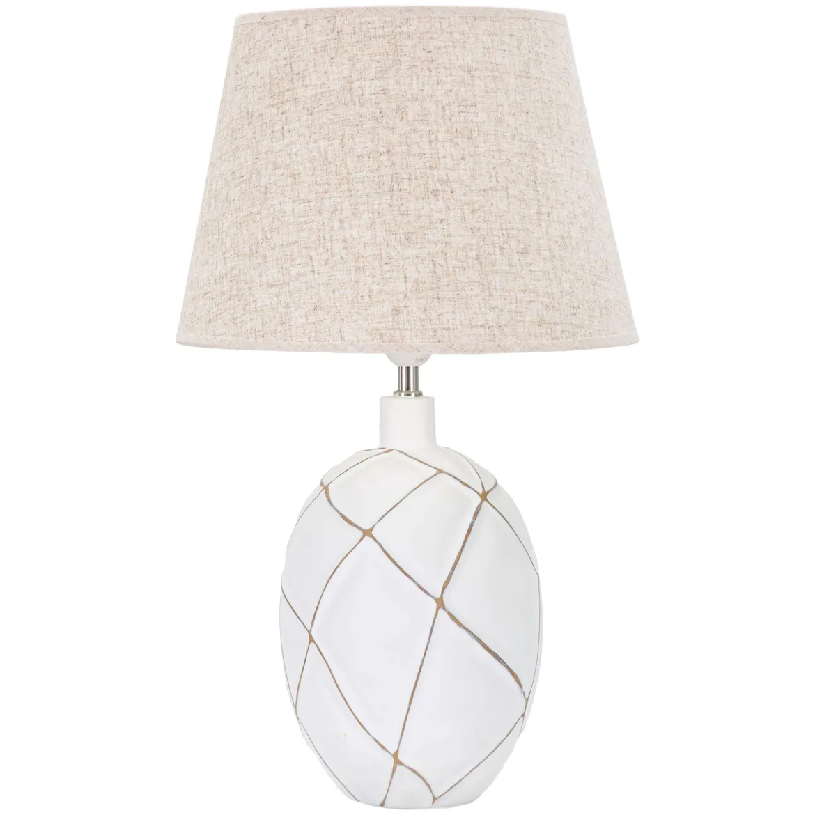 Lampada da Tavolo Bianco Beige Necessaria 1 Lampadina Attacco e27, Paralume - Baka