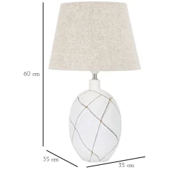 Lampada da Tavolo Bianco Beige Necessaria 1 Lampadina Attacco e27, Paralume - Baka