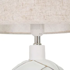 Lampada da Tavolo Bianco Beige Necessaria 1 Lampadina Attacco e27, Paralume - Baka