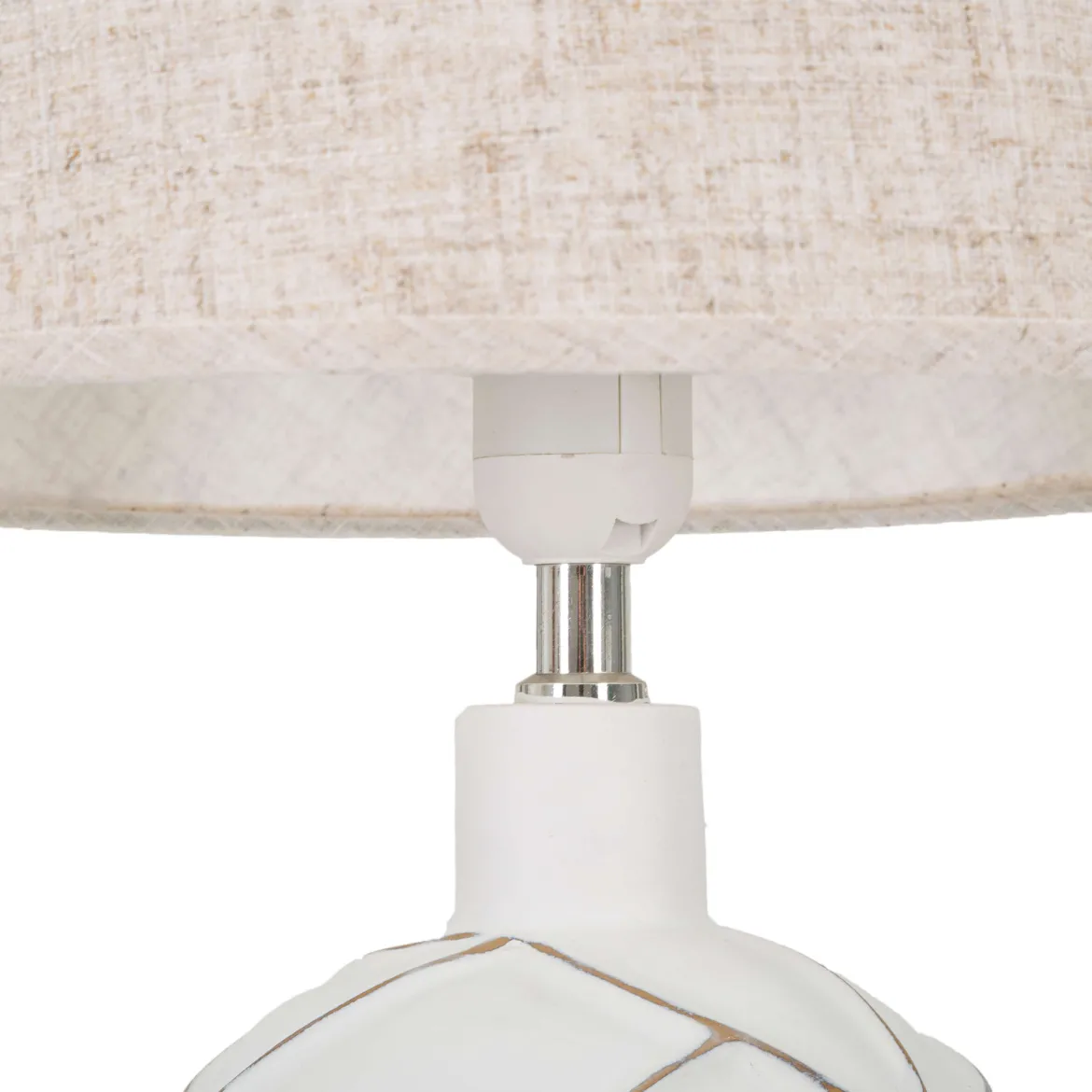 Lampada da Tavolo Bianco Beige Necessaria 1 Lampadina Attacco e27, Paralume - Baka