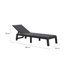 Lettino prendisole schienale regolabile 187x58cm antracite - Shawinigan