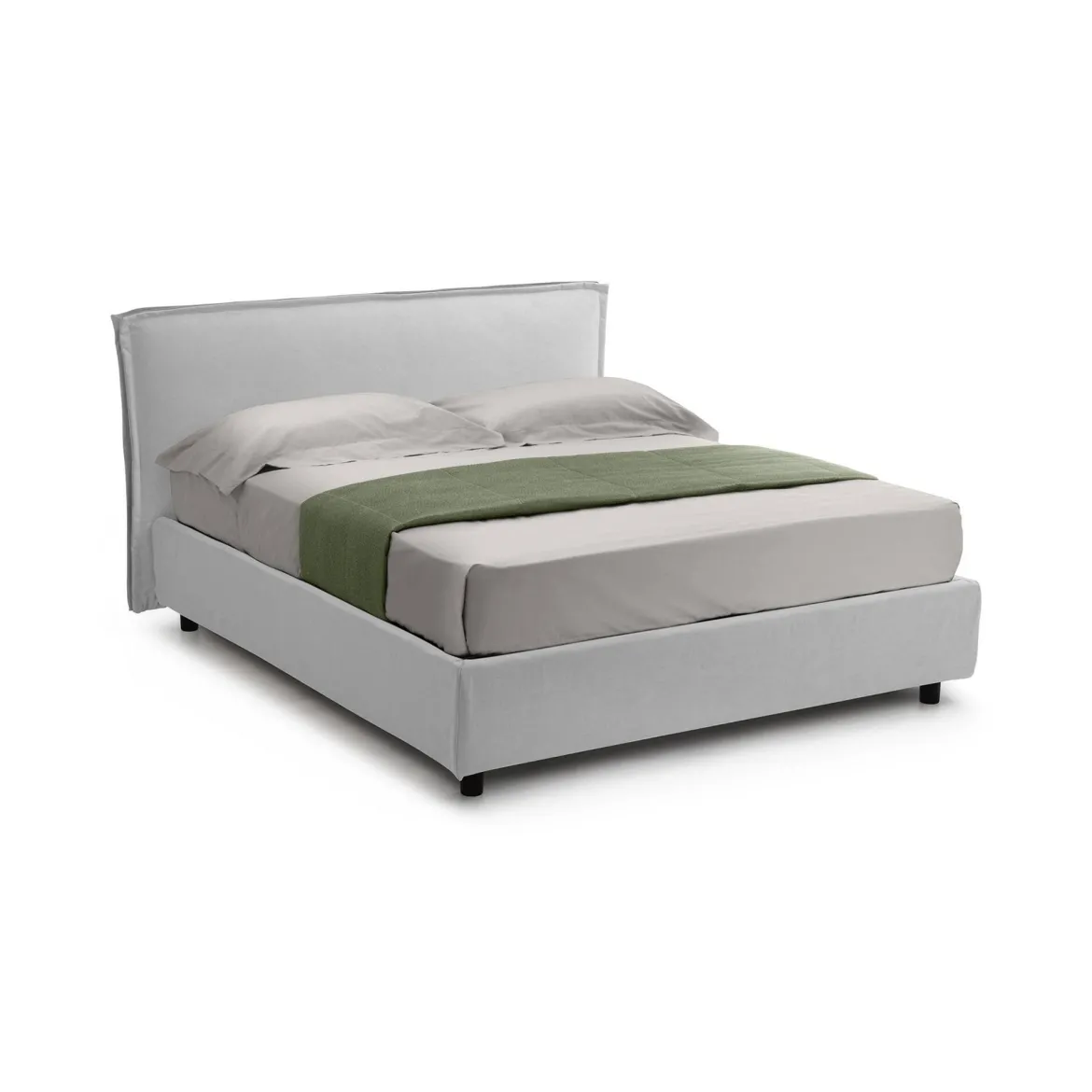 Letto Alla Francese Bianco Materasso Incluso Sfoderabile, Contenitore Made in Italy - Broni