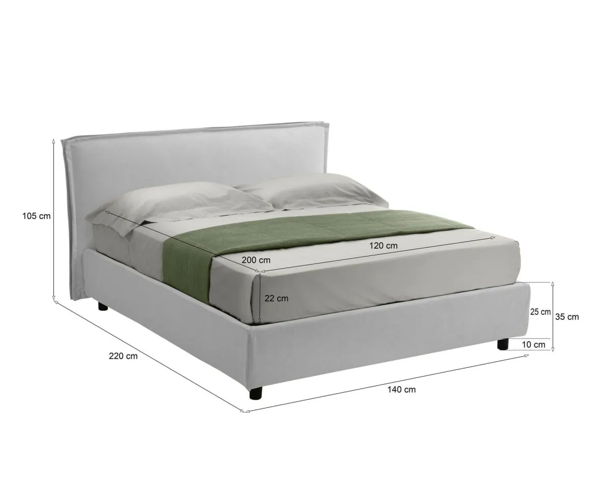 Letto Alla Francese Bianco Materasso Incluso Sfoderabile, Contenitore Made in Italy - Broni