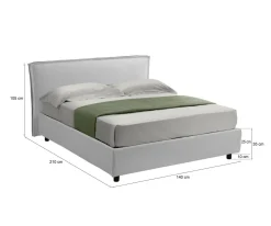 Letto Alla Francese Bianco Sfoderabile Contenitore, Dimensione Materasso 120x200 cm Made in Italy - Brosso