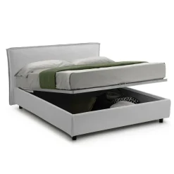 Letto Alla Francese Bianco Sfoderabile Contenitore, Dimensione Materasso 120x200 cm Made in Italy - Brosso