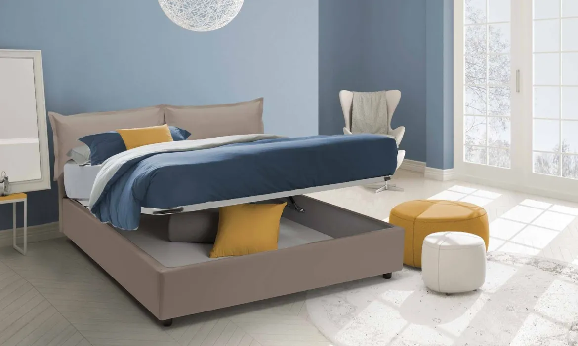 Letto alla francese con materasso tortora 155x215cm - Arry