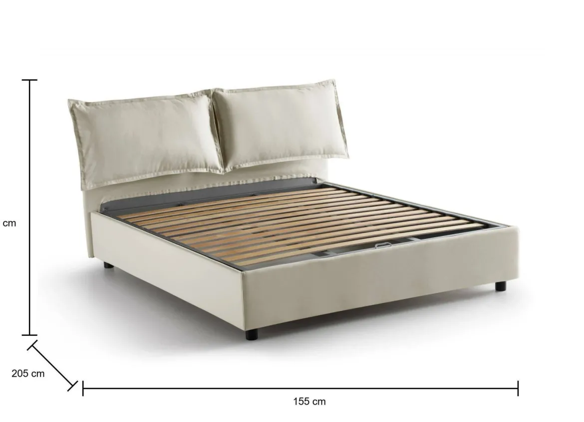 Letto alla francese contenitore beige 155x205cm - Askari