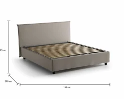 Letto alla francese contenitore tortora 155x215cm - Annica