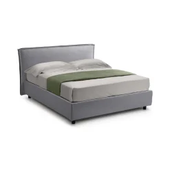 Letto Alla Francese Grigio Materasso Incluso Sfoderabile, Contenitore Made in Italy - Brienza