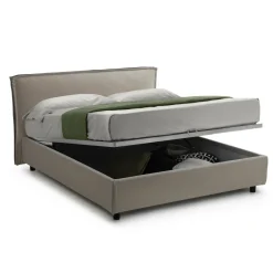 Letto Alla Francese Grigio Tortora Sfoderabile Contenitore, Dimensione Materasso 120x200 cm Made in Italy - Brosso
