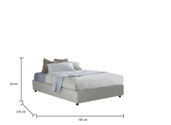 Letto alla francese imbottito grigio 155x215cm - Agalo