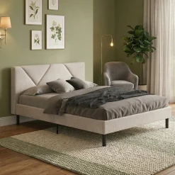 Letto alla francese in legno beige 155x205cm - Alion