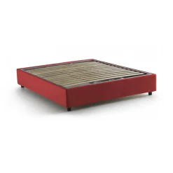 Letto alla francese in tessuto rosso 155x205cm - Attilino