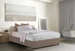 Letto alla francese in tessuto tortora 155x205cm - Arto