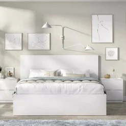 Letto alla francese moderno bianco e rovere 195x146cm - Villata