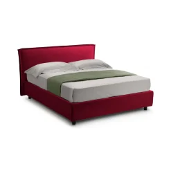 Letto Alla Francese Rosso Materasso Incluso Sfoderabile, Contenitore Made in Italy - Broni