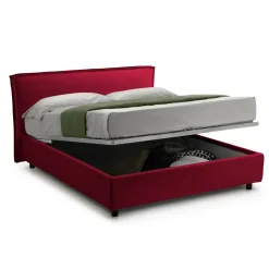Letto Alla Francese Rosso Materasso Incluso Sfoderabile, Contenitore Made in Italy - Brienza