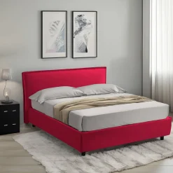 Letto Alla Francese Rosso Sfoderabile Contenitore, Dimensione Materasso 120x190 cm Made in Italy - Bronte