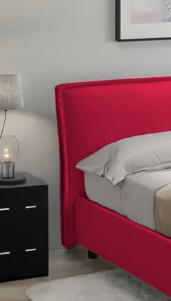 Letto Alla Francese Rosso Sfoderabile Contenitore, Dimensione Materasso 120x190 cm Made in Italy - Bronte