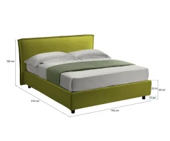 Letto Alla Francese Verde Sfoderabile Contenitore, Dimensione Materasso 120x200 cm Made in Italy - Brosso
