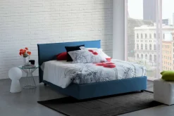 Letto francese con testiera blu 155x215cm - Alvacus