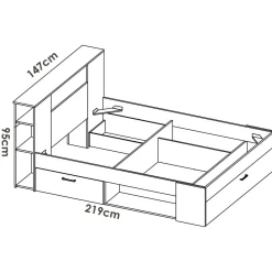 Letto francese elegante rovere 218x149cm - Conching