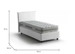 Letto francese imbottito bianco 155x215cm - Augustus