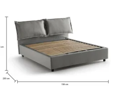 Letto francese imbottito grigio 155x215cm - Alaksir