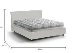 Letto francese in ecopelle bianco 155x205cm - Argain