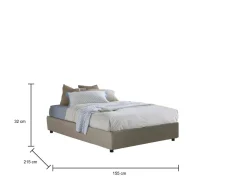 Letto francese in legno tortora 155x215cm - Osanna